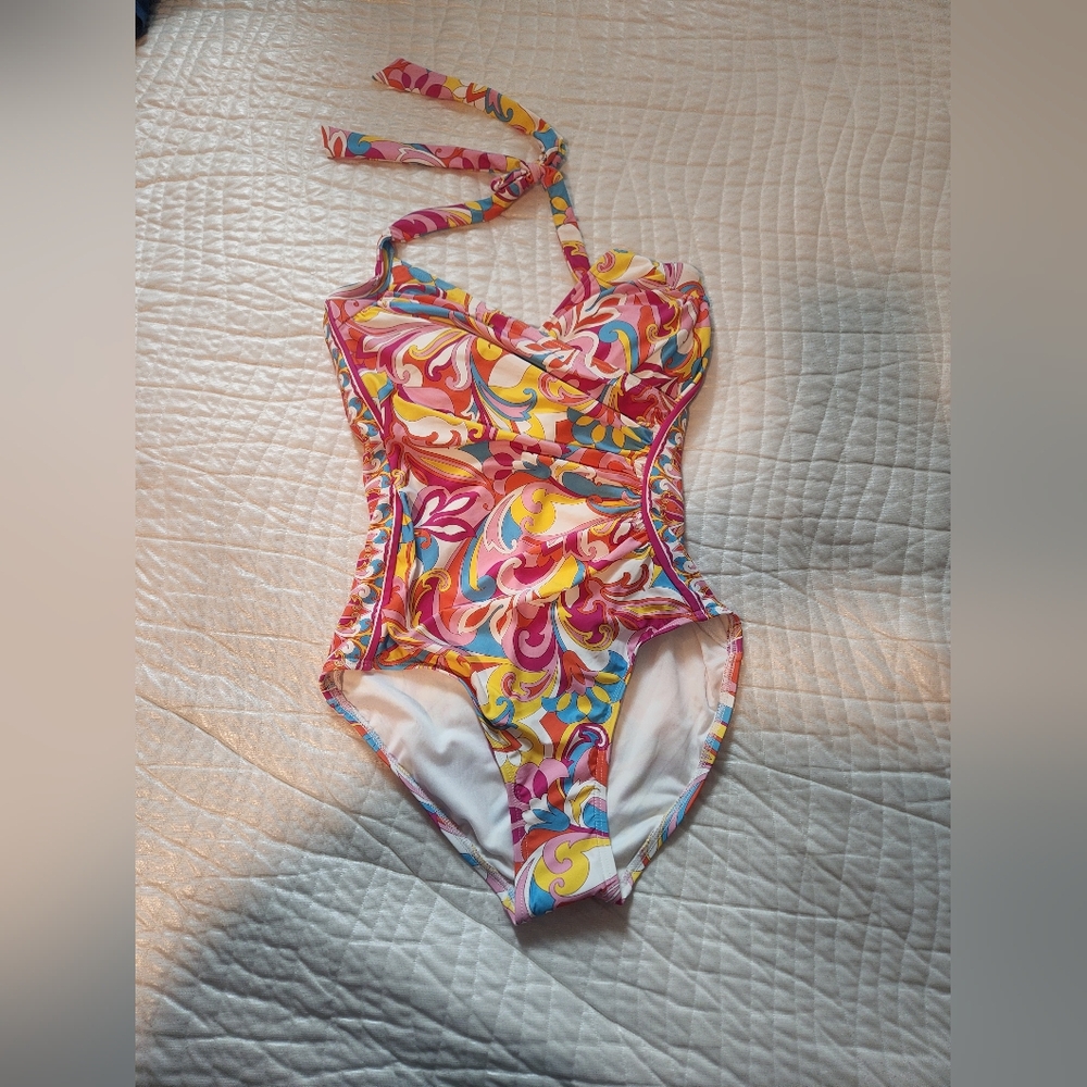 Carmen Marc Valvo Multicolor Swirl One Piece